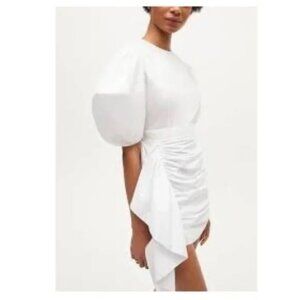 NEW $495 RHODE PIA SHIRRED COTTON MINI DRESS IN WHITE SIZE L